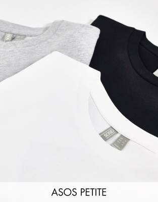 Pack ahorro de 3 camisetas de color negro, blanco y gris jaspeado con cuello redondo de algodón orgánico Ultimate de ASOS DESIGN