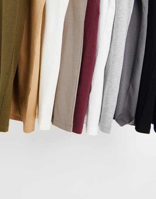 Pack de 10 camisetas ajustadas de varios colores con cuello redondo de ASOS DESIGN, 2 de 4