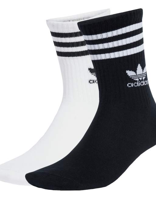 Pack de 10 pares de calcetines deportivos de color blanco y negro con 3 rayas de adidas Originals