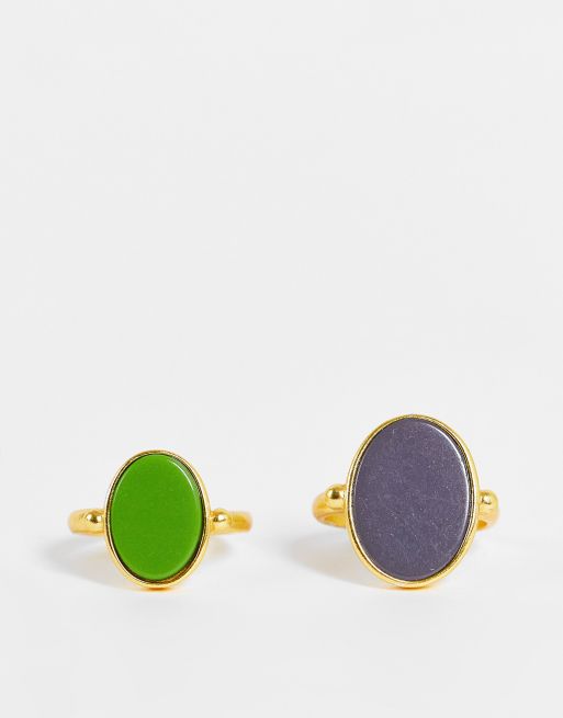 Pack de 2 anillos dorados con detalle de piedra preciosa de Mango