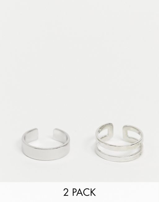 Pack de 2 anillos para los dedos de los pies en plateado de ASOS DESIGN
