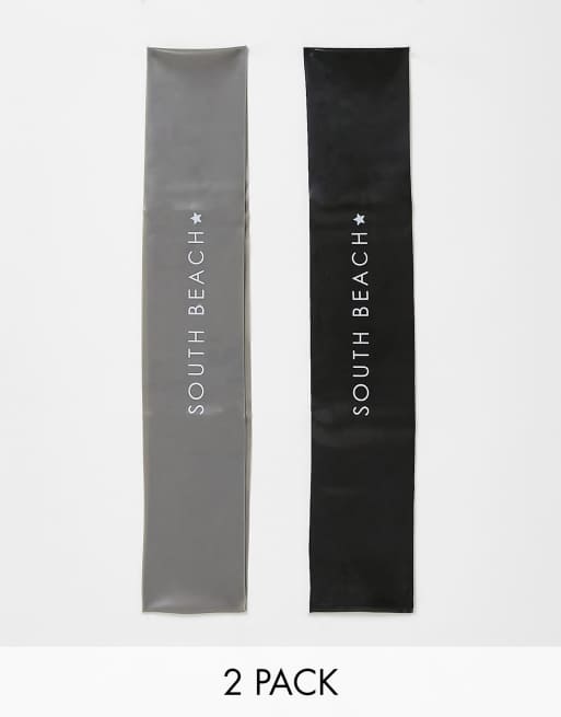 Pack de 2 bandas de resistencia ligera y media de color negro de South Beach
