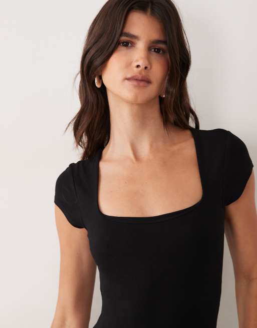 Pack de 2 bodies con escote cuadrado y mangas de casquillo de Miss Selfridge, 2 de 4