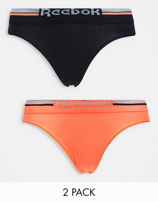 Pack de 2 braguitas de color negro y naranja sin costuras Kerys de Reebok