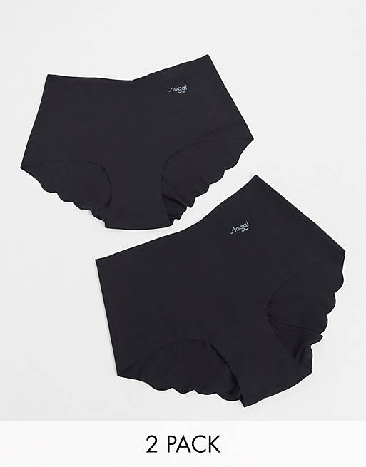 Pack de 2 braguitas tipo culotte negras con bordes festoneados de microfibra Zero de Sloggi