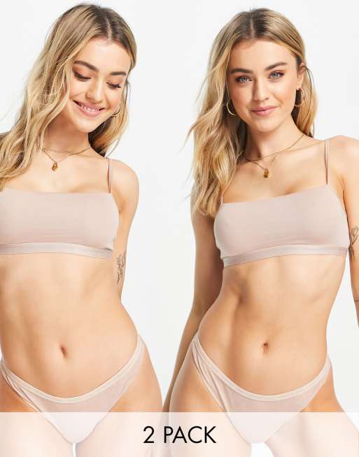 Pack de 2 bralettes color cedro sin forro con logo CK One de Calvin Klein