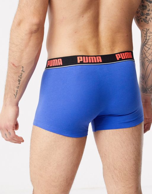 Pack de 2 calzoncillos básicos con cinturilla con el logo en contraste en  azul de Puma