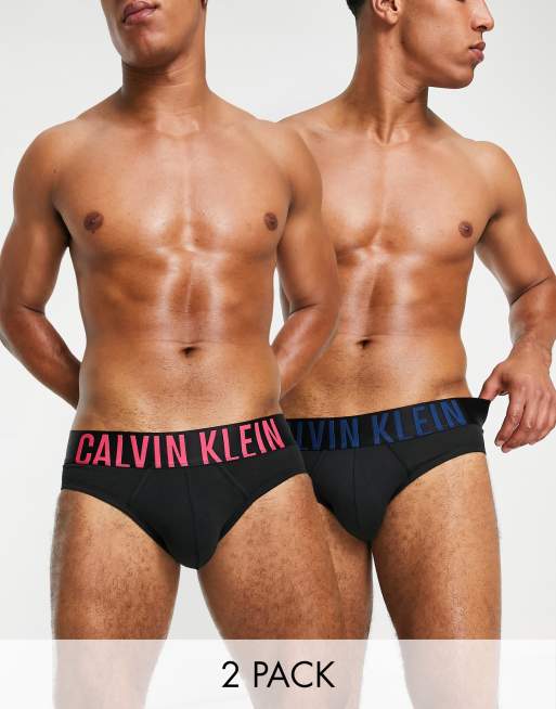 Pack de 2 calzoncillos cortos negros elasticos con cinturilla en contraste de algodon de Calvin Klein