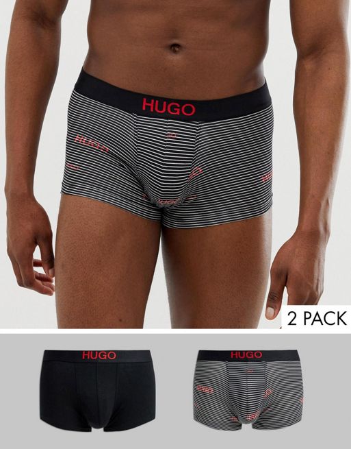 HUGO - Calzoncillos largos de algodón elástico con logo en la cintura