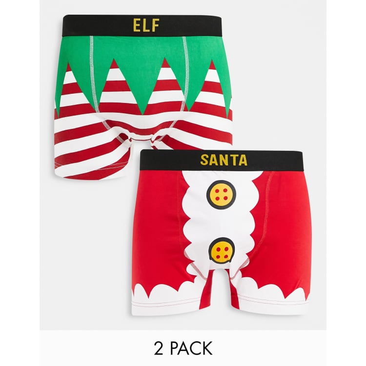 Calzoncillos de Navidad con estampado integral de cerditos de ASOS DESIGN