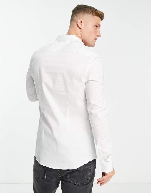 de 2 camisas oficina blancas elásticas de corte slim de ASOS DESIGN ASOS