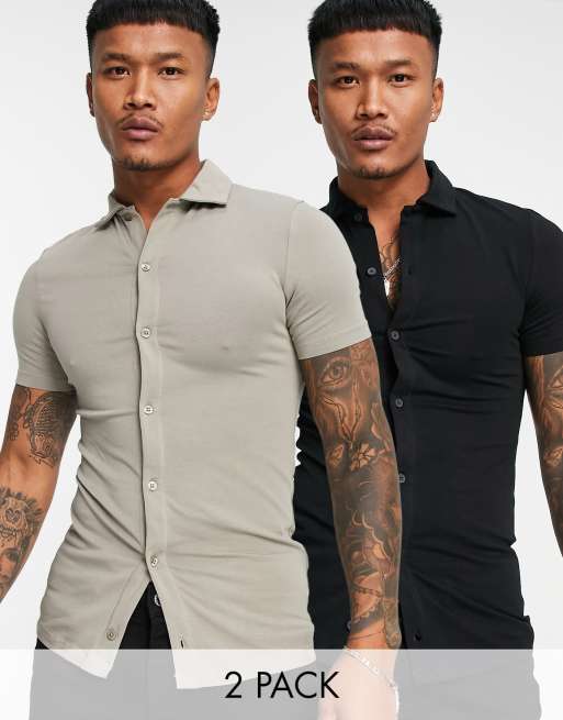 Pack de 2 camisas de varios colores con botones de punto de ASOS DESIGN