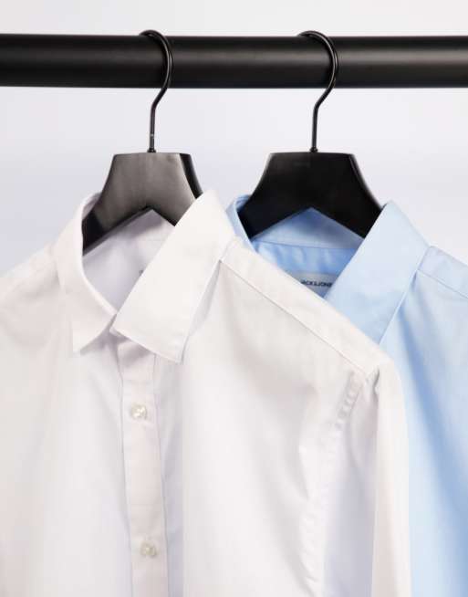Pack de 2 camisas de vestir básicas en color blanco y azul de Jack & Jones, 3 de 4