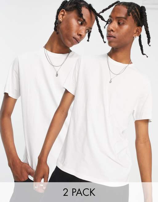 Pack de 2 camisetas blancas básicas de corte estándar de Topman