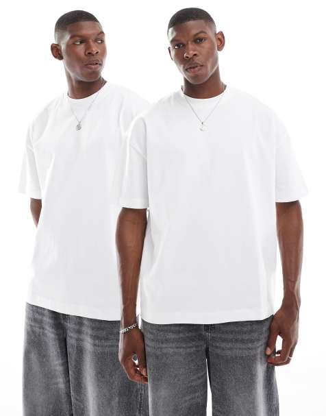 Pack de 2 camisetas blancas extragrandes de tejido grueso de ASOS DESIGN - view 1