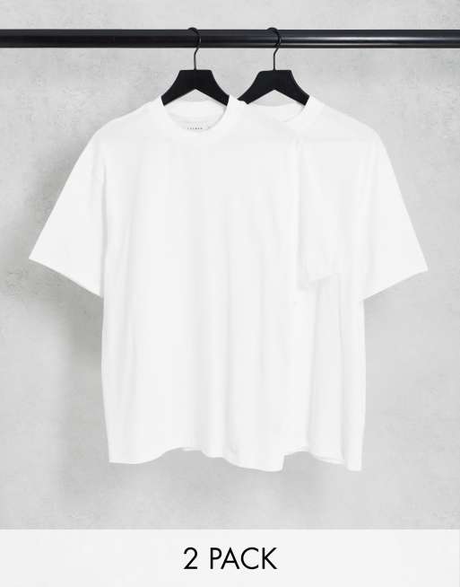 Pack de 2 camisetas blancas extragrandes de Topman