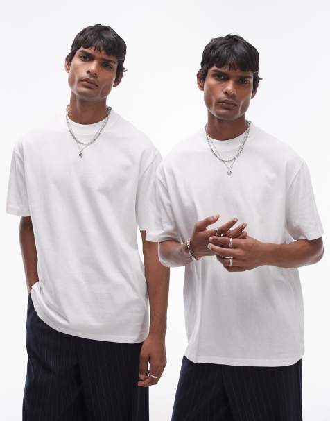 Pack de 2 camisetas blancas extragrandes de Topman - view 1
