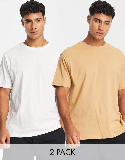 Pack de 2 camisetas de color amarillo oscuro y blanco de corte cuadrado de Another Influence