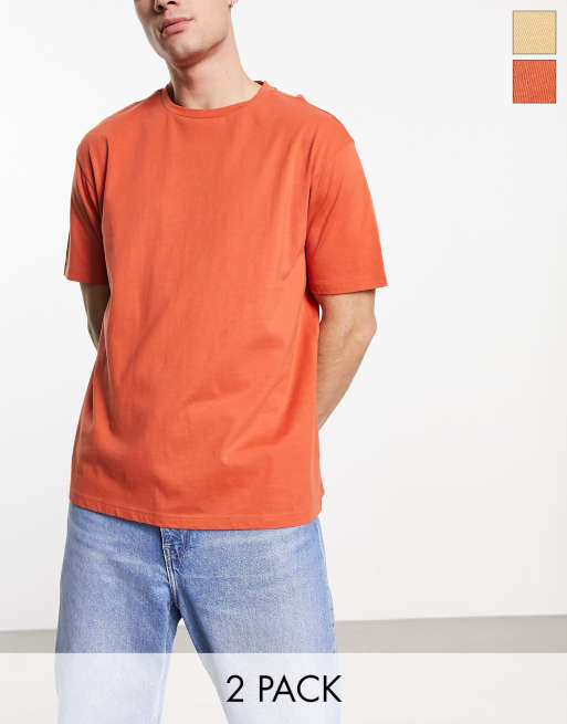Pack de 2 camisetas de color amarillo oscuro y naranja de corte cuadrado de Another Influence