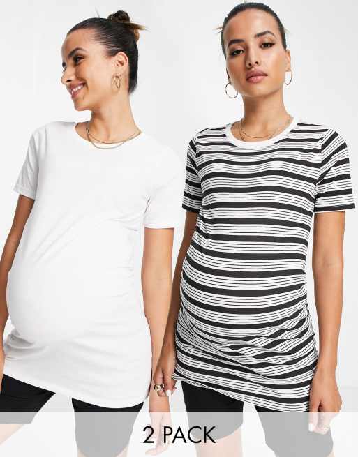 Pack de 2 camisetas de color blanco y negro de manga corta de River Island Maternity