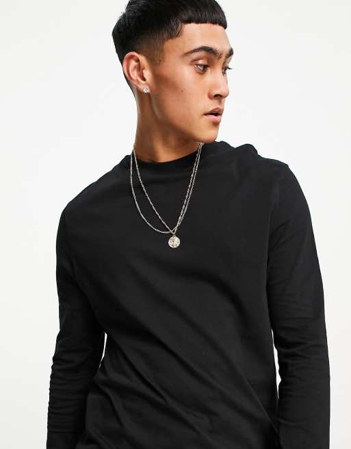 Pack de 2 camisetas de color blanco y negro de manga larga con cuello redondo de ASOS DESIGN, 3 de 4