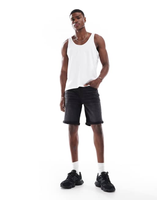 Pack de 2 camisetas de color negro y blanco de tirantes y corte estándar de ASOS DESIGN, 2 de 4