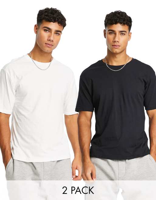 Pack de 2 camisetas de corte cuadrado de color negro y blanco de Another Influence