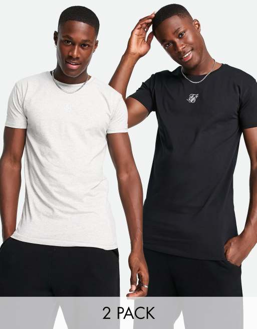 Pack de 2 camisetas de estar por casa de color negro y gris de