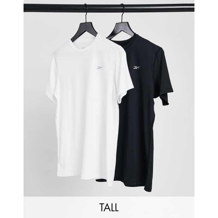 entusiasmo harto Impresión Pack de 2 camisetas deportivas blancas y negras ajustadas de Reebok | ASOS