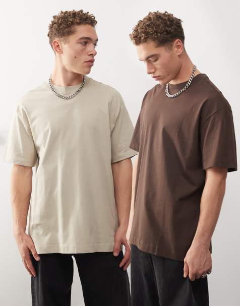 Pack de 2 camisetas extragrandes beis y marrón de Weekday - view 1