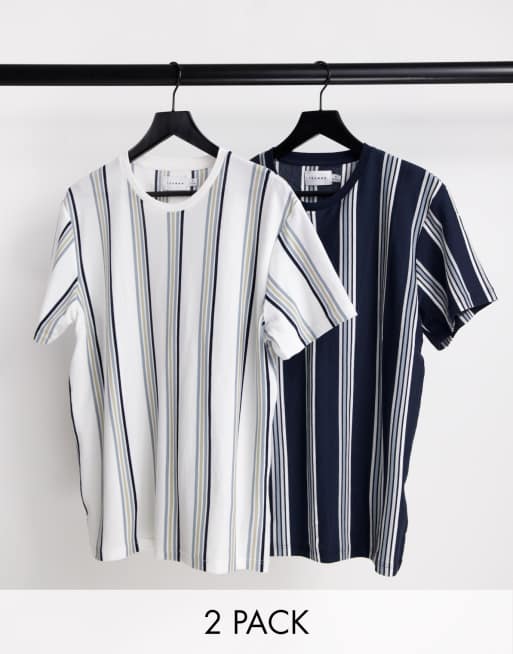 Pack de 2 camisetas multicolores a rayas de corte clásico de Topman
