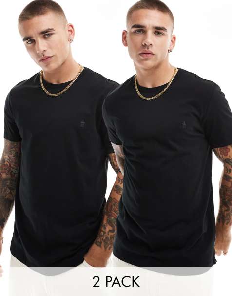 Pack de 2 camisetas negras de manga corta con cuello redondo y logo de French Connection - view 1
