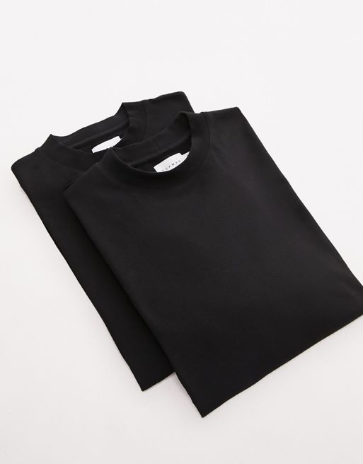 Pack de 2 camisetas negras extragrandes de Topman