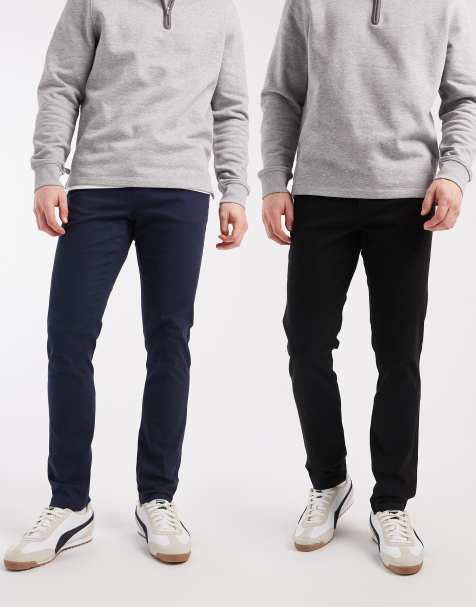 Pack de 2 chinos de color negro y azul marino de corte pitillo de ASOS DESIGN - view 1