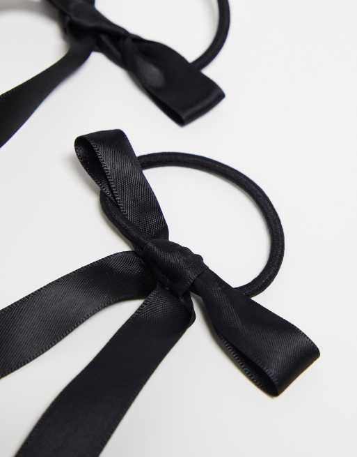 Pack de 2 coleteros negros con detalle de lazo de satén de ASOS DESIGN, 4 de 4