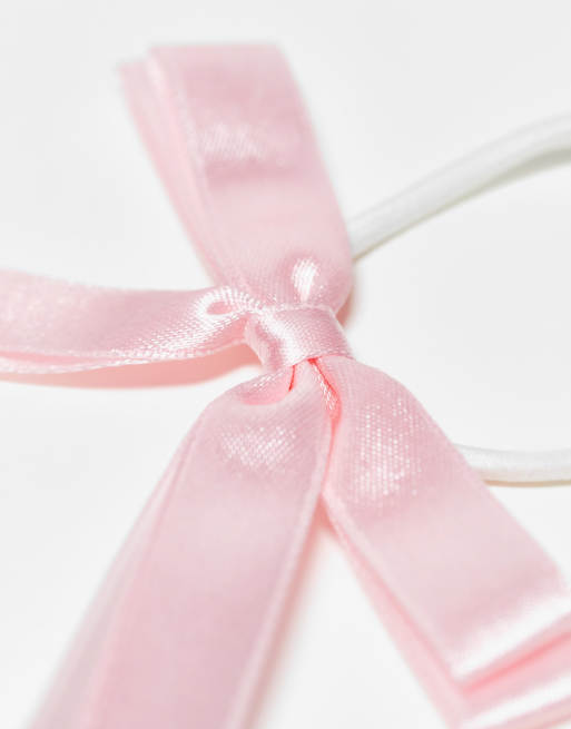 Pack de 2 coleteros rosa claro con detalle de lazos de satén de ASOS DESIGN, 4 de 4