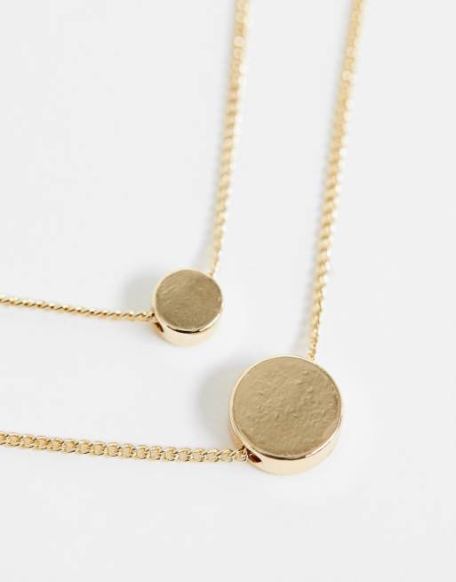 Pack de 2 collares de discos dobles en dorado de ASOS DESIGN, 2 de 4