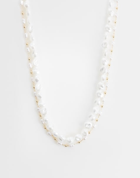 Pack de 2 collares de perlas sintéticas de agua dulce pequeñas de ASOS DESIGN Curve - view 1