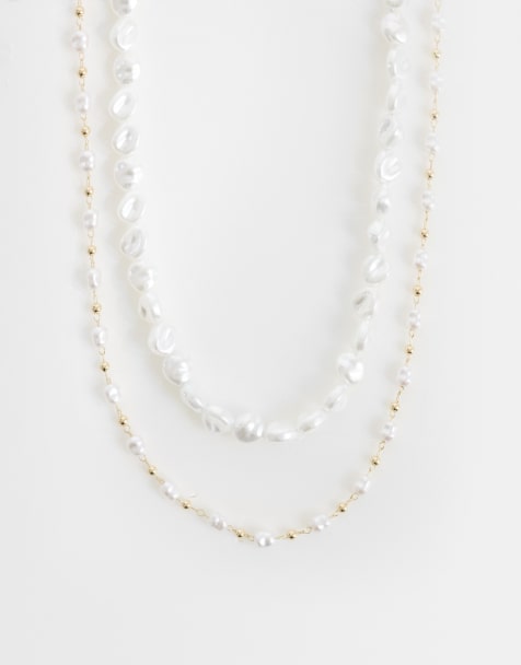 Pack de 2 collares de perlas sintéticas de agua dulce pequeñas de ASOS DESIGN - view 1