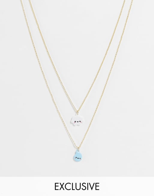 Pack de 2 collares en tarjeta de regalo con nube y gota exclusivo de Pieces | ASOS
