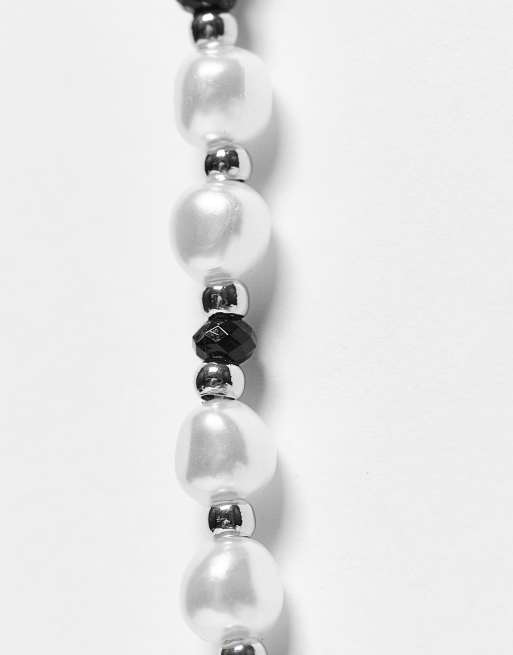 Pack de collares largos plateados de hileras con perlas ASOS DESIGN | ASOS