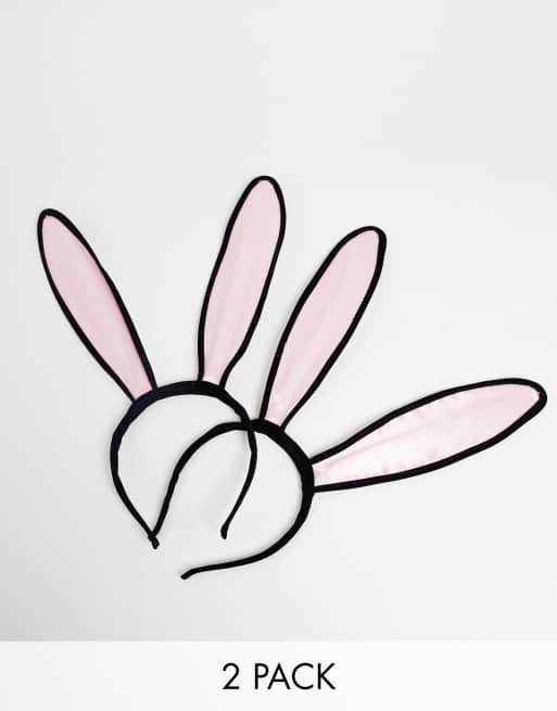 Pack de 2 diademas con orejas de conejo de satén de ASOS DESIGN
