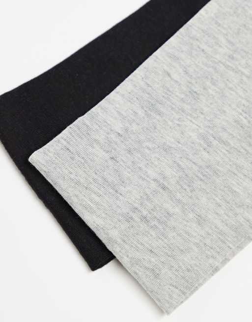 Pack de 2 diademas de color negro y gris jaspeado anchas de punto liso de Weekday, 2 de 3