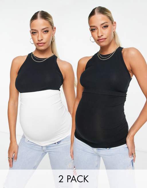Pack de 2 fajas premamá de color negro y blanco de mezcla algodón orgánico de Mamalicious