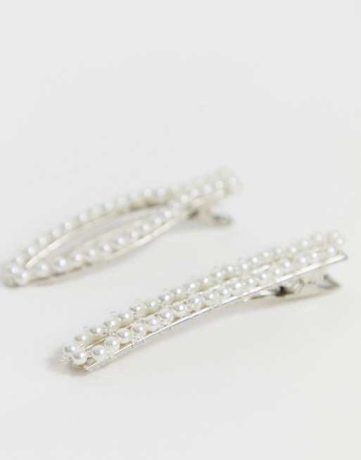 Pack de 2 horquillas para el pelo con forma de perla exclusivo de My Accessories London, 3 de 4