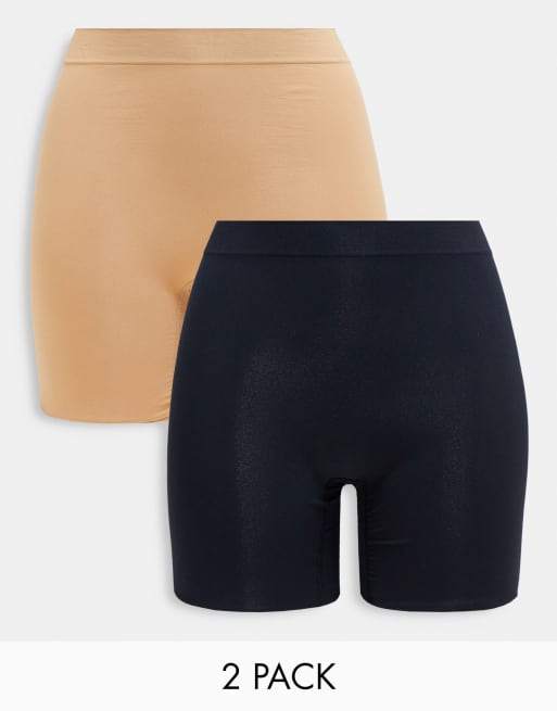 Pack de 2 pantalones cortos antirrozaduras color negro y beis de Lindex