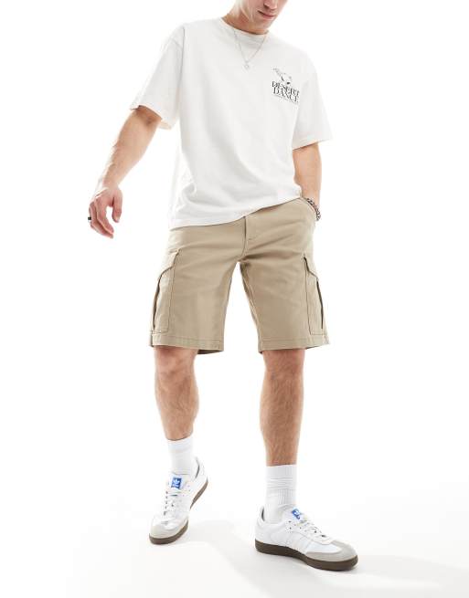 Pack de 2 pantalones cortos cargo de color negro y beis de Jack & Jones