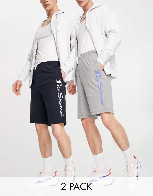 Pack de 2 pantalones cortos de color negro y gris con logo de punto de Ben Sherman