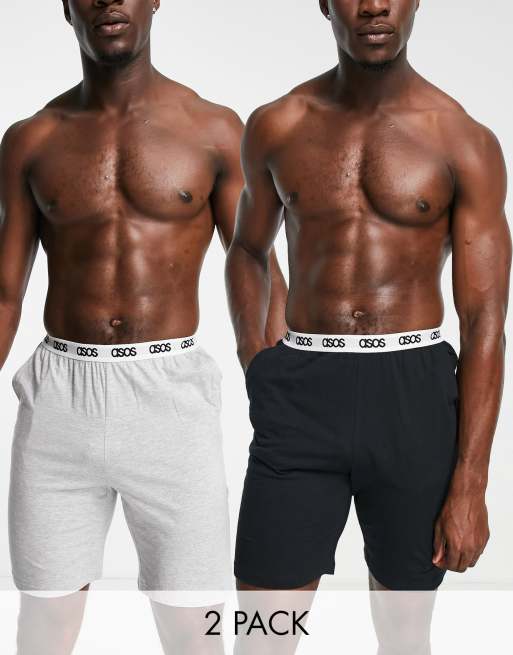 Pack de 2 pantalones cortos de estar por casa de color negro y gris de punto de ASOS DESIGN