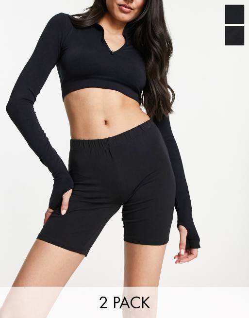 Pack de 2 pantalones cortos negros tipo legging de Vero Moda